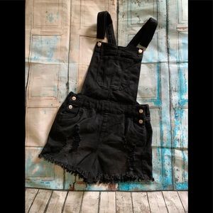 Black denim overall shorts NWT